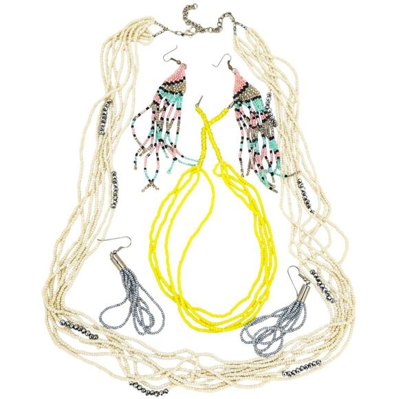 Large Bohemian Jewelry Lot Seed Bead Natural Stones Wood Glass Colorful Bold - Picture 2 of 10